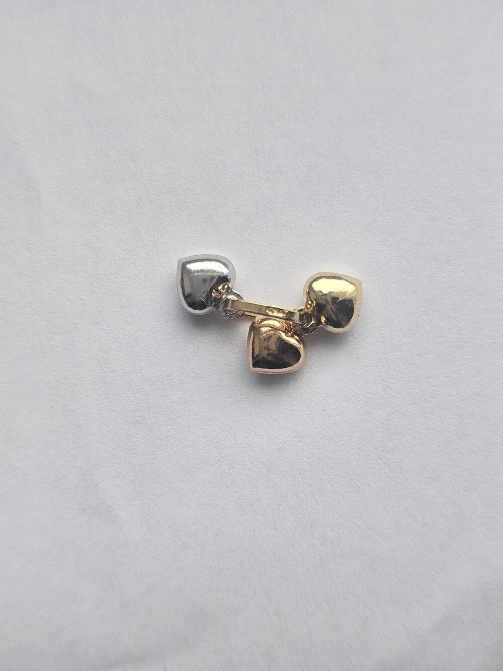 Two-Tone Heart Charm Link - Gold & Silver